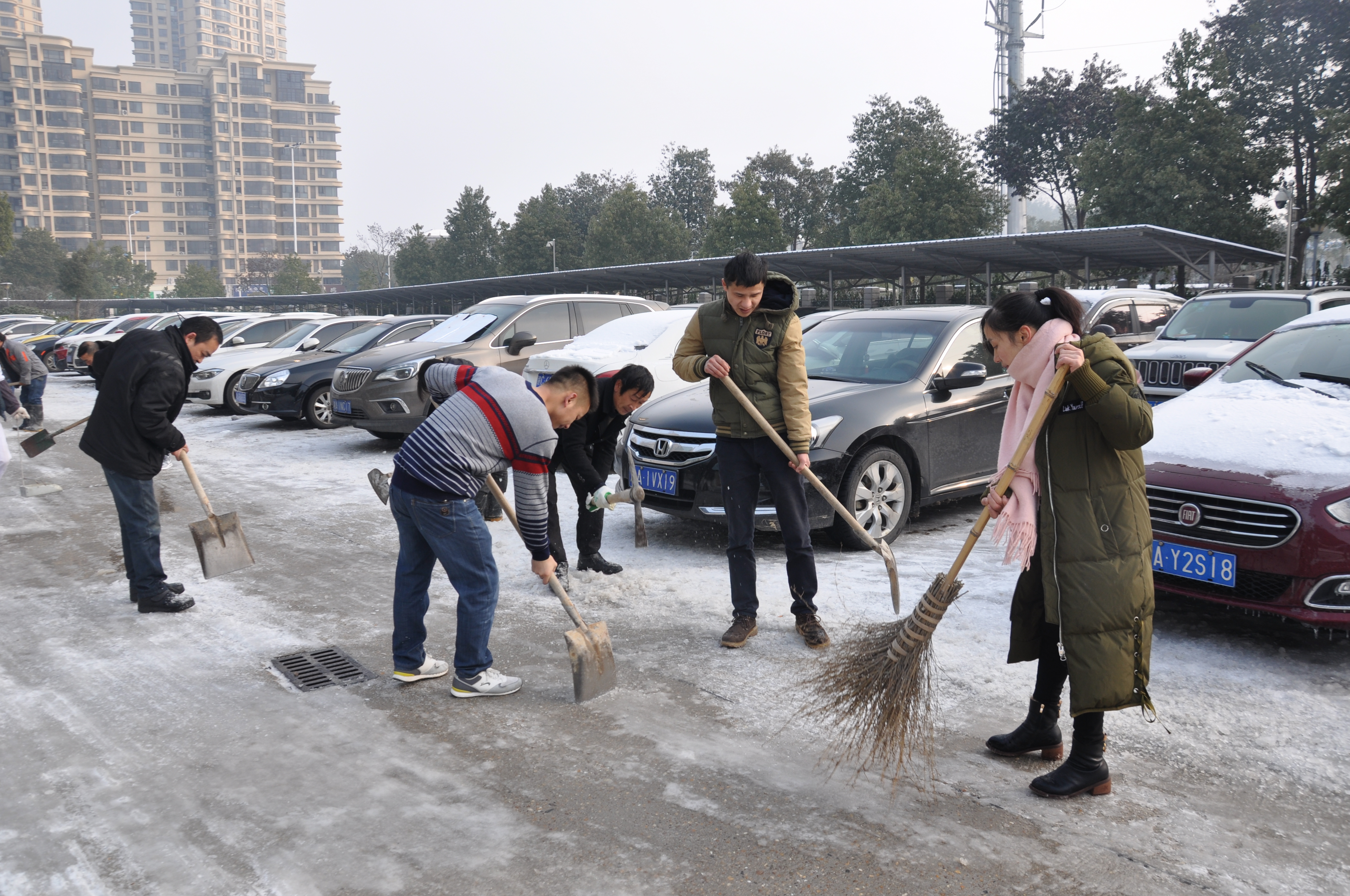 我院职工铲冰除雪，为病人开通“安全通道”